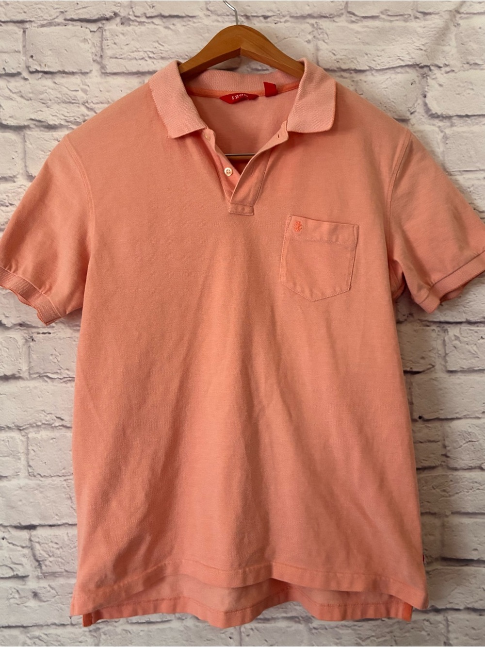 IZOD Men's Pocket Polo Shirt - Peach - Large